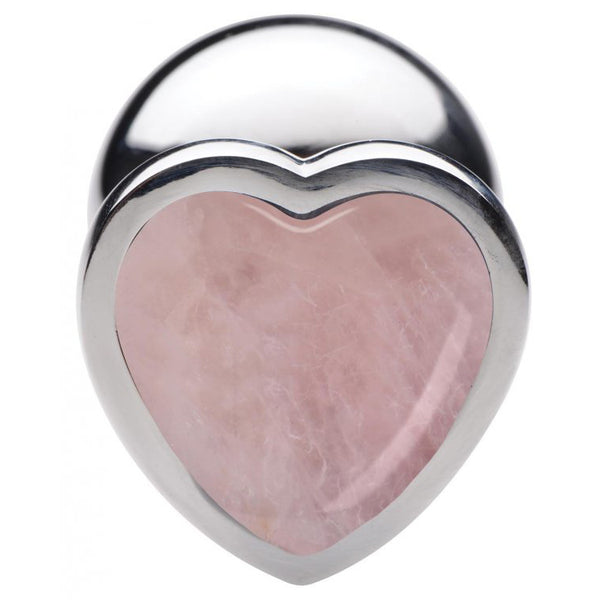 Booty Sparks Gemstones Rose Quartz Heart Large Anal Plug