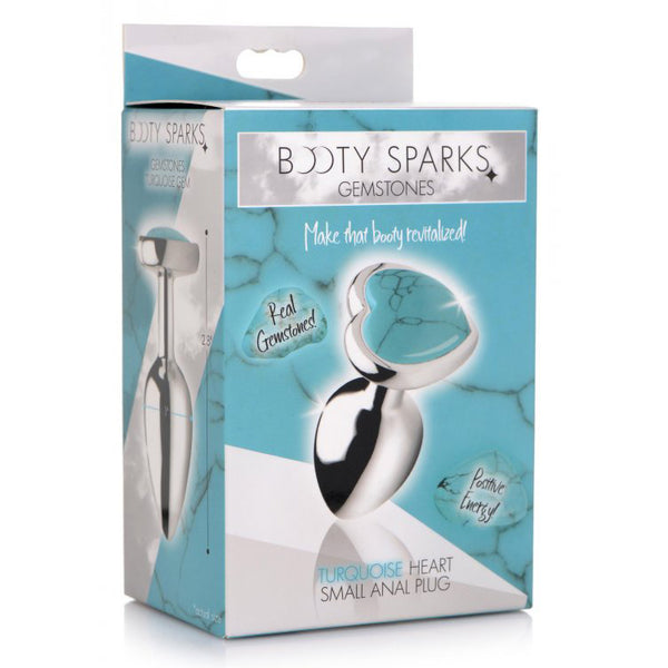 Booty Sparks Gemstones Turquoise Heart Small Anal Plug