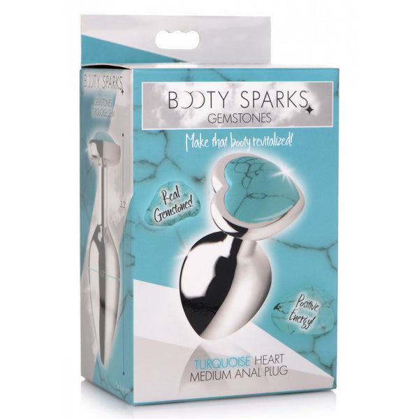 Booty Sparks Gemstones Turquoise Heart Medium Anal Plug