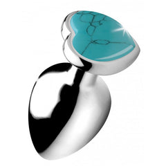 Booty Sparks Gemstones Turquoise Heart Large Anal Plug