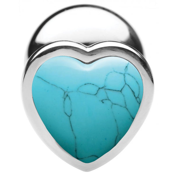 Booty Sparks Gemstones Turquoise Heart Large Anal Plug