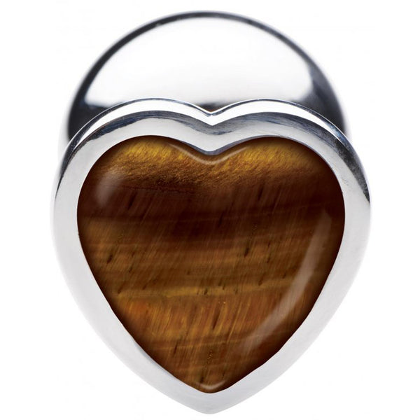 Booty Sparks Gemstones Tiger Eye Heart Large Anal Plug