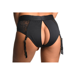 Strap U Laced Seductress S/M Lace Crotchless Panty Harness W/ Garter Straps
