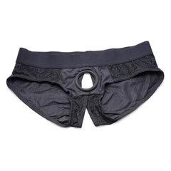 Strap U Lace Envy 3Xl Crotchless Panty Harness Black