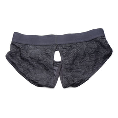 Strap U Lace Envy 3Xl Crotchless Panty Harness Black
