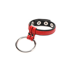Strict Leather Cock Gear Leather And Steel Cock & Ball Ring Red