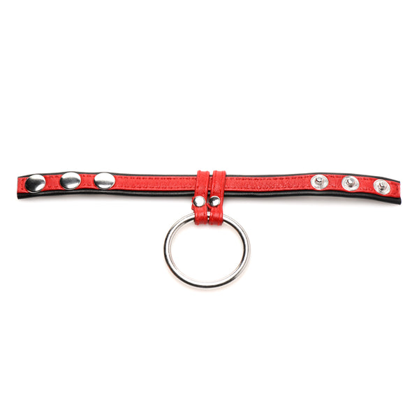 Strict Leather Cock Gear Leather And Steel Cock & Ball Ring Red