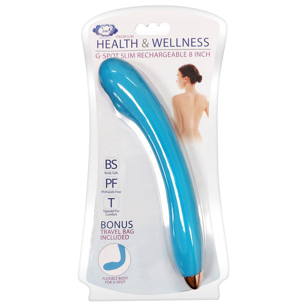 Cloud 9 Health & Wellness Rechargeable G-Spot Slim 8&quot; Single Motor Aqua Blue