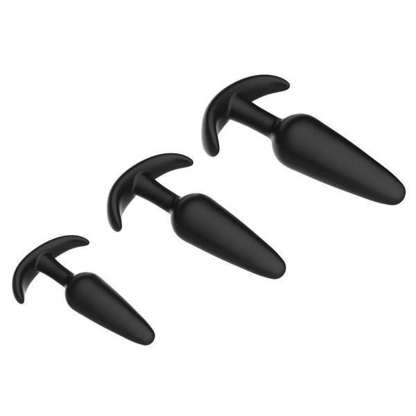 Curious Level Up Anal Trainers 3 Piece Silicone Anchor Set Black