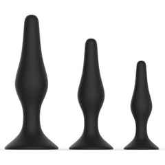 Curious Level Up Ii Anal Trainers 3 Piece Silicone Suction Set Black