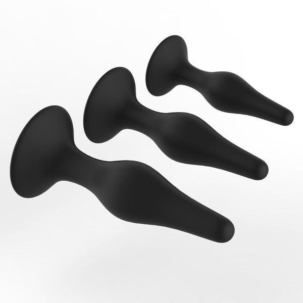 Curious Level Up Ii Anal Trainers 3 Piece Silicone Suction Set Black