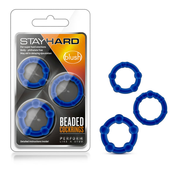 Stay Hard Beaded Cockrings Blue