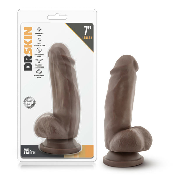 Dr. Skin Mr. Smith 7&quot; Dildo With Suction Cup Chocolate