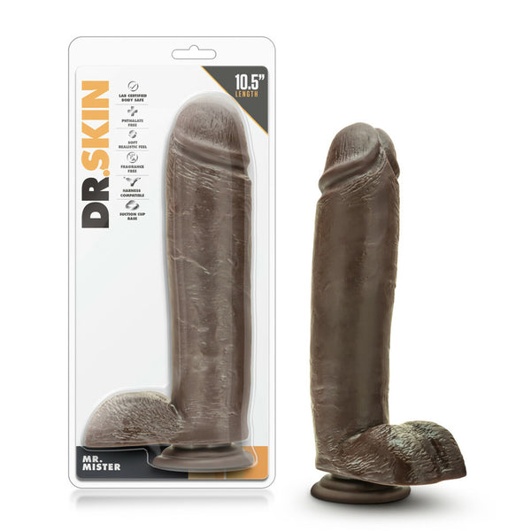 Dr. Skin Mr. Mister 10.5&quot; Dildo with Suction Chocolate