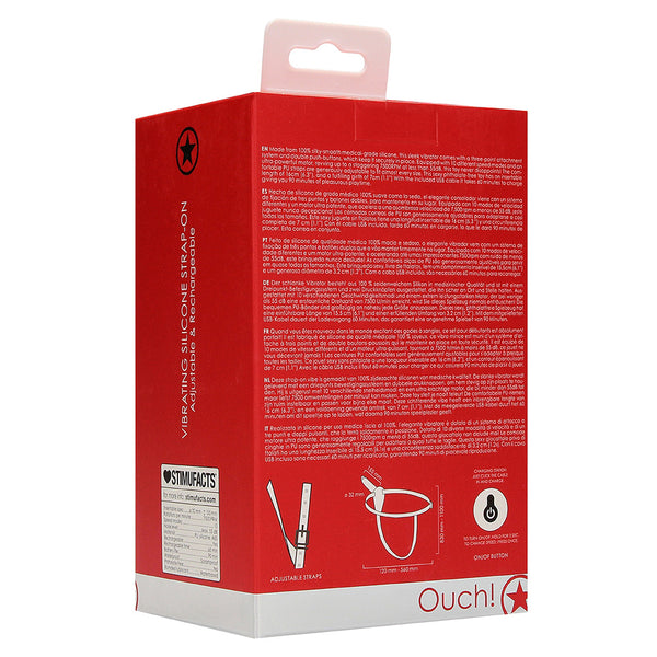 Vibrating Silicone Strap-On Adjustable Red