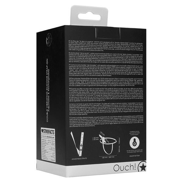 Double Vibrating Silicone Strap-On Adjustable Black