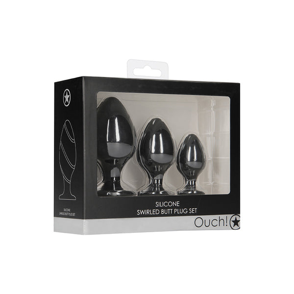 Ouch! Swirled Butt Plug Set Black