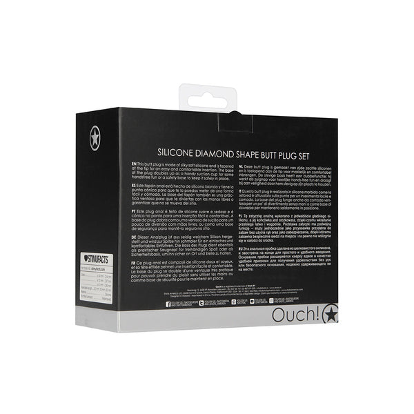 Ouch! Diamond Shape Butt Plug Set Black